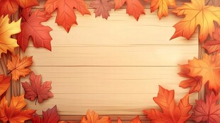 秋枫叶饰木质背景图