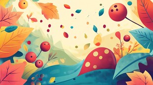 秋日梦幻森林插画场景