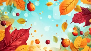 秋日落叶与果实梦幻景象