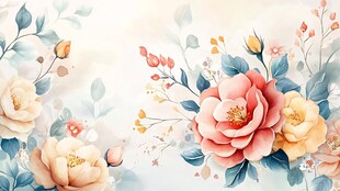 浪漫花卉插画 柔美色彩