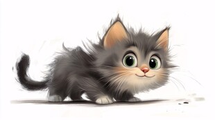 可爱灰毛小猫俏皮模样