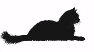 黑猫侧躺剪影图