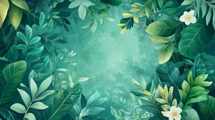 清新绿意植物花卉背景图