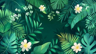 热带绿植花卉背景图