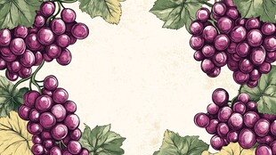 紫色葡萄与绿叶装饰画