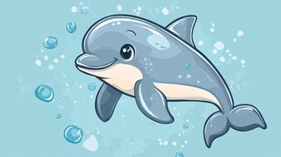 可爱海豚在水中欢快畅游