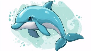 可爱卡通海豚插画