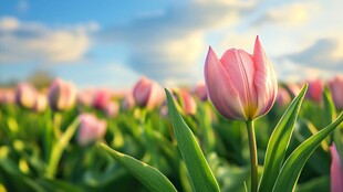 春日粉郁金香花海美景