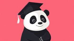 熊猫学士帽形象