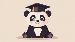 熊猫学士帽形象