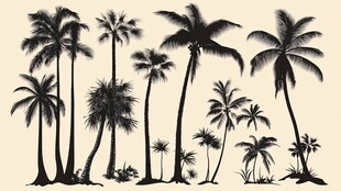 热带棕榈树剪影集合