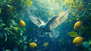 柠檬林中展翅的奇幻飞鸟
