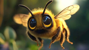 可爱萌趣小蜜蜂展翅飞行