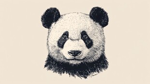 黑白熊猫头像插画
