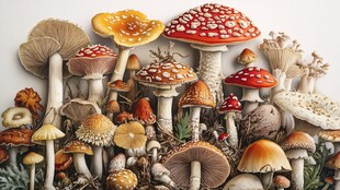 多样蘑菇的微观奇妙世界