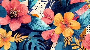缤纷花卉图案 热带风情满满