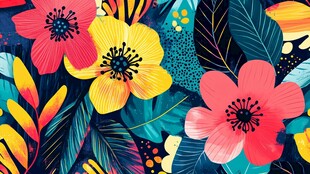 绚丽多彩花卉植物图案