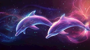 梦幻双海豚畅游璀璨星空