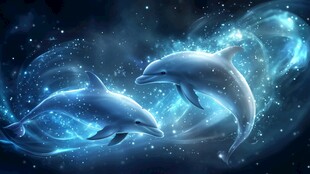 梦幻双海豚畅游星空世界