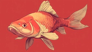 橙红金鱼插画