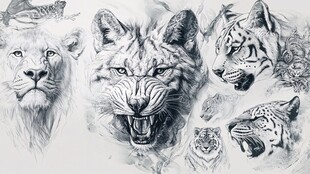 素描猛兽群像