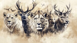 野生动物群像 狮鹿同框