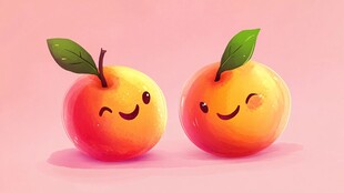 可爱笑脸桃子插画