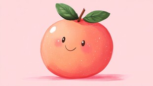 可爱笑脸水蜜桃插画