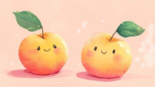 可爱笑脸桃子插画