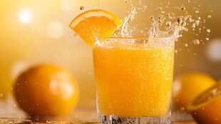 鲜榨橙汁 果汁飞溅瞬间