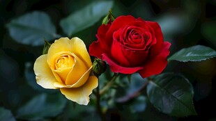 红黄双色玫瑰特写