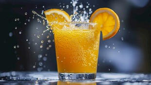 鲜橙汁飞溅的清爽瞬间