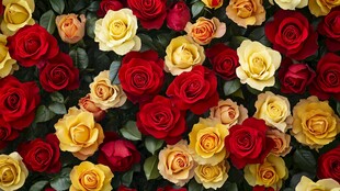 多彩玫瑰组成的绚丽花景