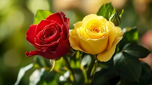 红黄双色玫瑰绽放之美
