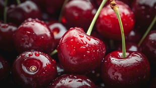 新鲜欲滴的多汁红樱桃