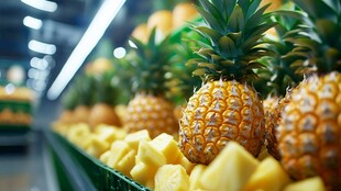 货架上新鲜诱人的菠萝