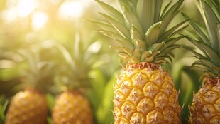 阳光下的成熟菠萝