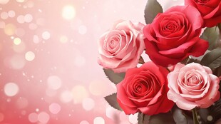浪漫粉背景下的娇艳玫瑰