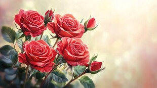 娇艳红玫瑰绽放美好瞬间