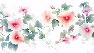 水墨风花卉藤蔓装饰图案