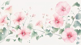 粉色牵牛花清新花卉图案