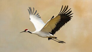 丹顶鹤展翅翱翔