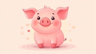 可爱萌趣小猪插画