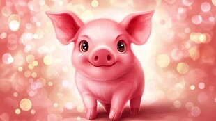 可爱萌趣小猪 梦幻背景