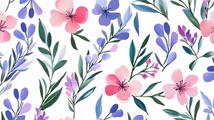 清新花卉无缝图案背景