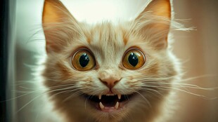 惊讶的萌猫特写