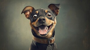 搞怪表情的可爱小狗