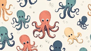可爱章鱼图案背景图