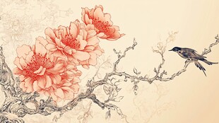 花鸟图 艳花俏鸟绘诗意景