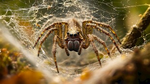 蛛网中的大蜘蛛特写